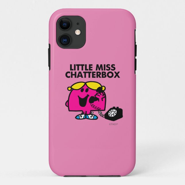 Coques Case-Mate iPhone Petite Mlle Chatterbox et téléphone noir (Dos)