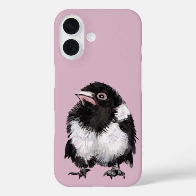 Coques Case-Mate iPhone Petite pie noire et blanche sur fond rose (Verso)
