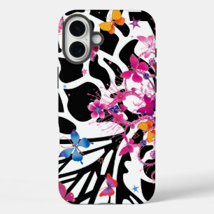 Coques iPhone 16 Plus Petite princesse noir et blanc mignon papillons