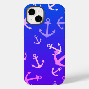 Coque Pour iPhone 14 Petites Ancres mignons sur dégradé bleu/violet