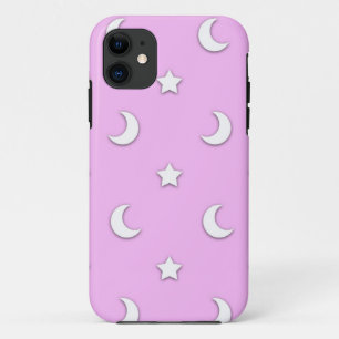 Coque Case-Mate Pour iPhone Petites étoiles blanches et lunes sur fond rose