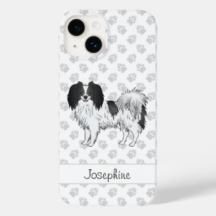 Coque Pour iPhone 14 Phalène Noir Et Blanc Avec Paons Et Nom Personnali
