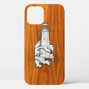 Case-Mate iPhone Case Phare Chrome sur bois de teck