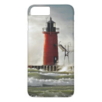 phare rouge à vague géante