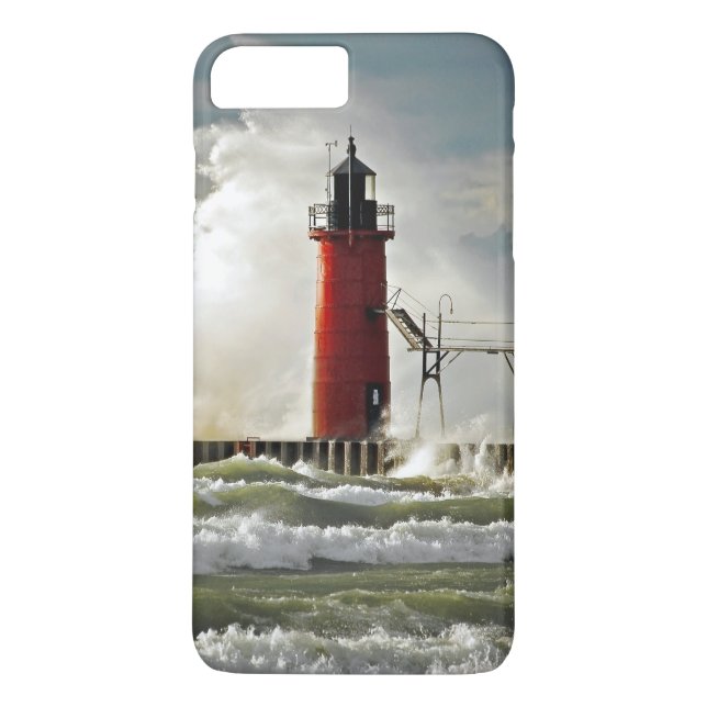 Coques Case-Mate iPhone phare rouge à vague géante (Dos)