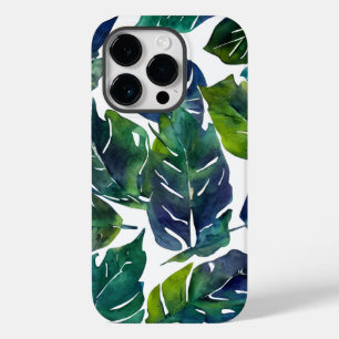 Coque Pour iPhone 14 Pro Philodendron vert et bleu du feuillage Botanique