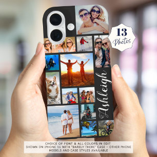Coque Pour iPhone 16 Photo 13 moderne Collage Nom de script Couleur per