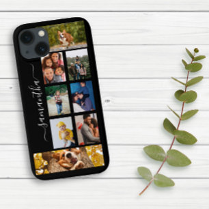 Coque Pour iPhone 14 Photo Collage Calligraphie Monogramme Nom Script