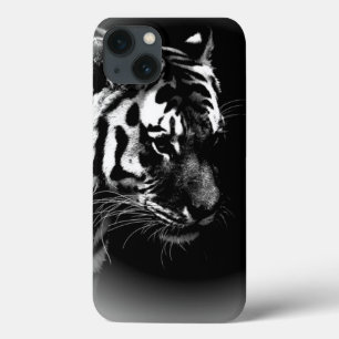 iPhone 13 Case Photo d'art noir blanc sur tigre