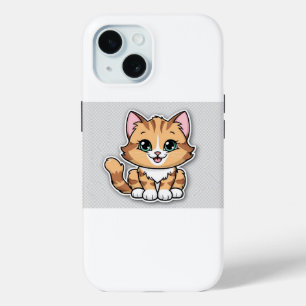 Coque Pour iPhone 15 Photo de chat de dessin - Transparent Backgro