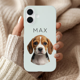Coque Pour iPhone 16 Photo de chien personnalisé au sage et nom