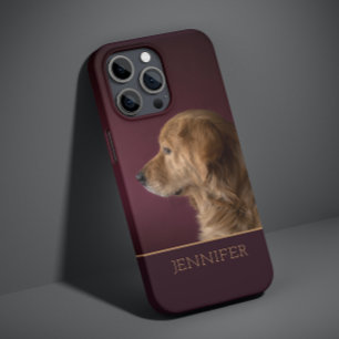 Coque Pour iPhone 14 Plus Photo de chien personnalisé avec nom Golden Retrie