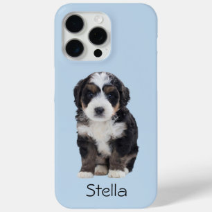 Coque iPhone 15 Pro Max Photo de chien personnalisée - Bleu en poudre avec
