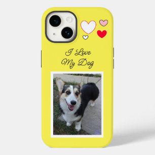 Coque Pour iPhone 14 Photo de chien personnalisée J'aime mon chien