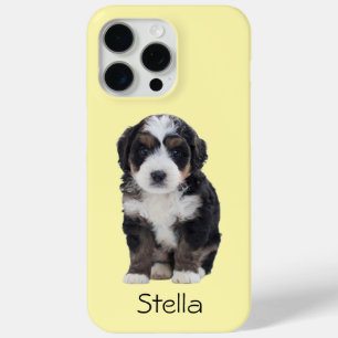Coque iPhone 15 Pro Max Photo de chien personnalisée - Pastel Jaune avec n