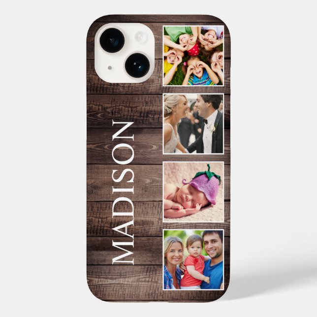 Coques Case-Mate iPhone Photo de Custom Collage Rustic Farmhouse Family (Verso)