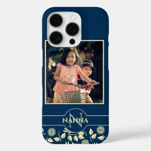 Coques iPhone 16 Pro Photo de famille personnalisée Nom Nom Motif Bleu