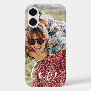 Coque Pour iPhone 16 Photo de famille Typographie d'amour manuscrite