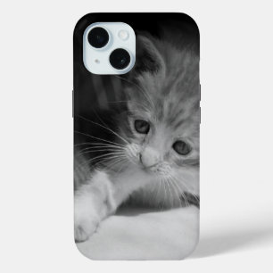Coque Pour iPhone 15 Photo de Kitten noir et blanc