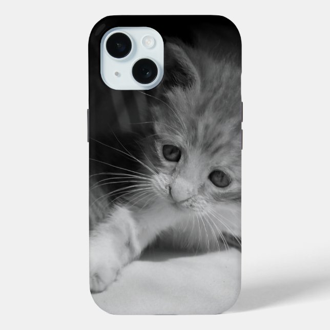 Coques Case-Mate iPhone Photo de Kitten noir et blanc (Verso)