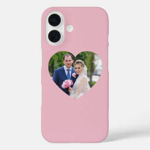 Coque Pour iPhone 16 Photo de mariage en forme de cœur rose