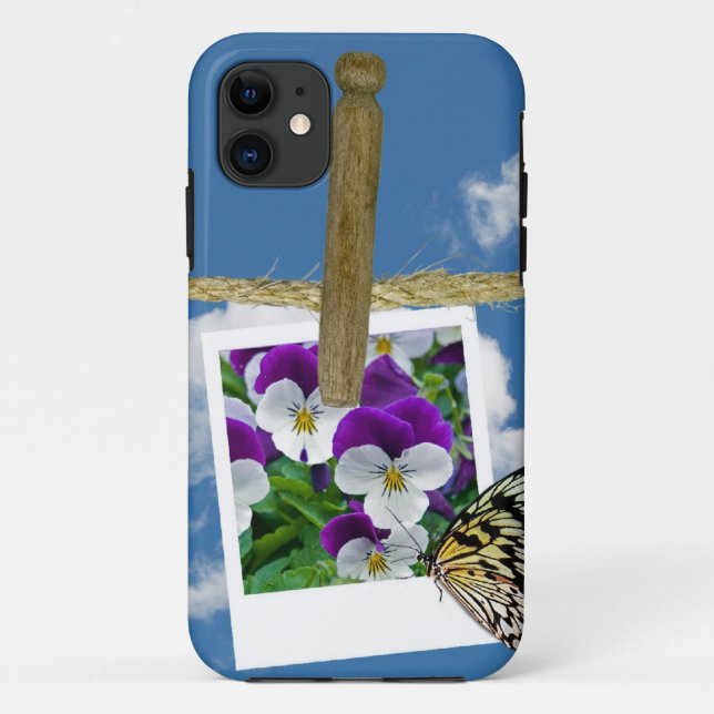 Coques Case-Mate iPhone Photo de Pansy avec papillon (Dos)