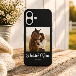 Coque Pour iPhone 16 Photo de script établi de maman de cheval noir