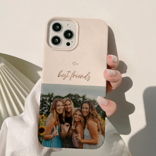 Coque Pour iPhone 15 Photo des meilleures amies beige minimaliste