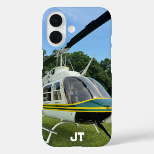 Coque Pour iPhone 16 Photo d'hélicoptère à monogramme, aviation cool et