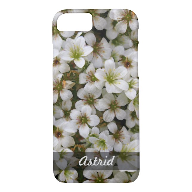 Coques Case-Mate iPhone Photo douce botanique de fleurs blanches tout nom (Dos)