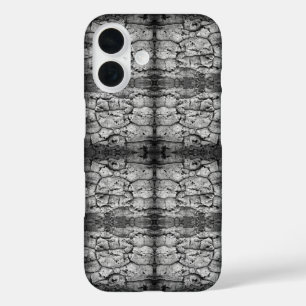 Coque Pour iPhone 16 Photo en noir et blanc de l'écorce d'un arbre, gro