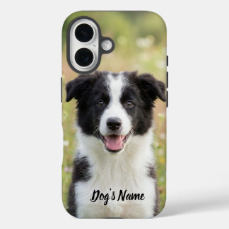 Coque Pour iPhone 16 Photo et nom de Border Collie personnalisés 