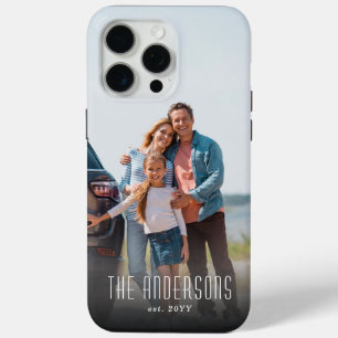Coque iPhone 15 Pro Max Photo et nom de famille personnalisés