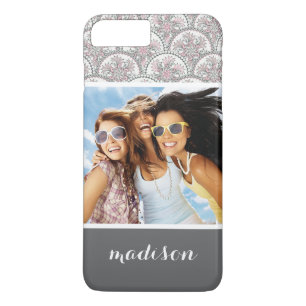 Coque iPhone 7 Plus Photo et nom personnalisés Centre Motif Vintage