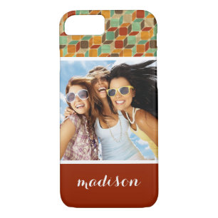 Coque Case-Mate Pour iPhone Photo et nom personnalisés motif géométrique rétro