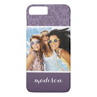 Coques Pour iPhone Photo et nom personnalisés Papier peint violet de 