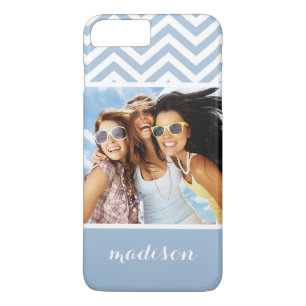Coque Case-Mate Pour iPhone Photo faite sur commande et Chevron bleu-clair