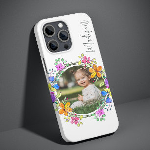 Coque Pour iPhone 14 Pro Photo Floral Simple Moderne Personnalisé Coloré