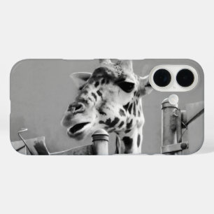 Coque Pour iPhone 16 Photo Giraffe - Noir et Blanc