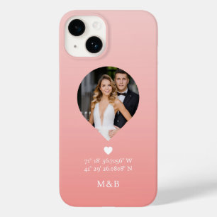 Coque Pour iPhone 14 Photo Monogramme Coeur romantique Coodinate Modern
