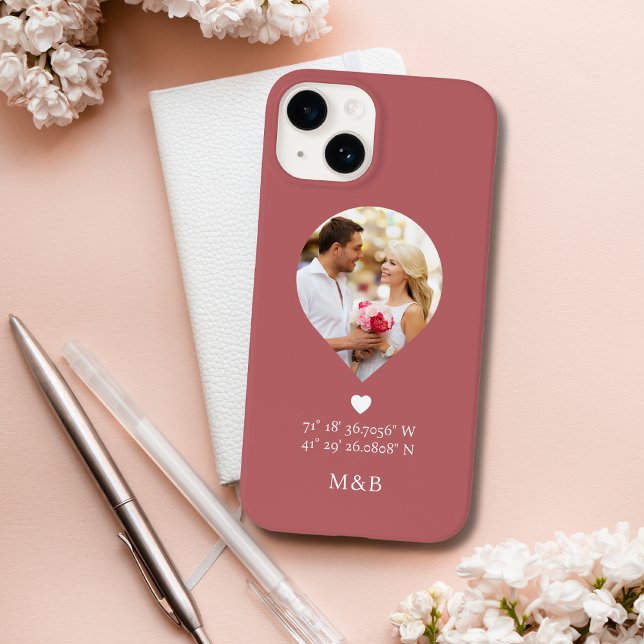 Coques Case-Mate iPhone Photo Monogramme Coeur romantique Coodinate Modern (Créateur téléchargé)