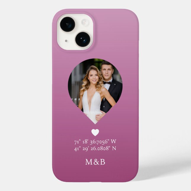 Coques Case-Mate iPhone Photo Monogramme Coeur romantique Coodinate Modern (Verso)