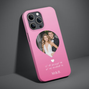 Coque Pour iPhone 14 Photo Monogramme Cœur Romantique Coordonne Moderne