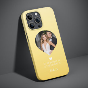 Coque Pour iPhone 14 Photo Monogramme Cœur Romantique Coordonne Moderne