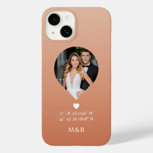 Coque Pour iPhone 14 Photo Monogramme Cœur Romantique Coordonnées
