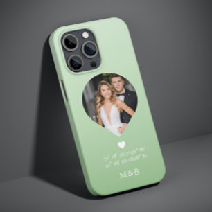 Coque Pour iPhone 14 Photo Monogramme Cœur Romantique Coordonnées Moder