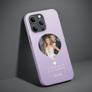 Coque Pour iPhone 14 Photo Monogramme Cœur Romantique Coordonnées Moder