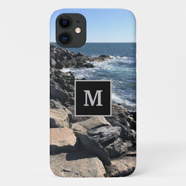 Coques Case-Mate iPhone Photo Ocean et Rocks Custom Single Initial (Dos)