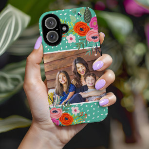 Coque Pour iPhone 16 Photo personnalisée de la flore et des points bril