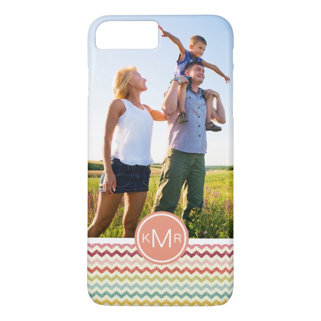 Coques Case-Mate iPhone Photo personnalisée et monogramme Chevron Motif 4 (Dos)